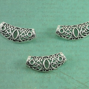 Antique Silver Large Tube Slider Bead - Package of 3 Pieces - Measures 1 1/4&quot; Long