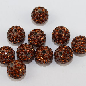 Smoked Topaz Sparkling 10mm|12mm Pave Beads - Incredible Sparkle & Lightweight Bead - 5 Beads