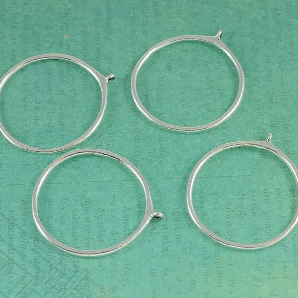 Large Silver Round Smooth Spacer Rings - Package of 4 pieces - Comes with loop