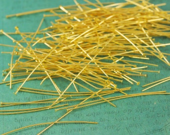 2" Bright Gold Headpins - Package of 150 Pieces - Made of 22ga Wire