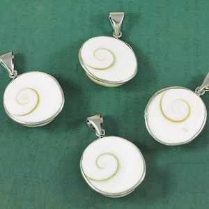 Shiva Eye Shell Pendants with Silver Bezel