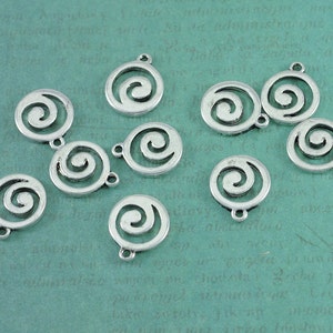 Swirling Spiral Dangle Drop Jewelry Charm Pendant - Measures 9/16&quot; - Package of 10 Pieces