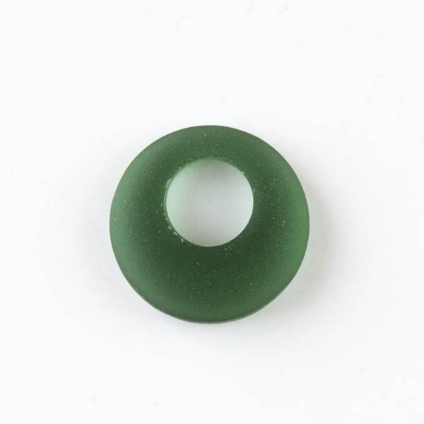 Matte Glass, Sea Glass Style 20mm Emerald Green Go-Go Pendants - 6 pendants per bag