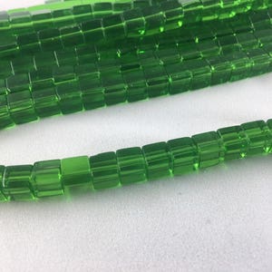 Shamrock Green Glass Cubes| Full 16in Strand | 4mm, 6mm, 8mm