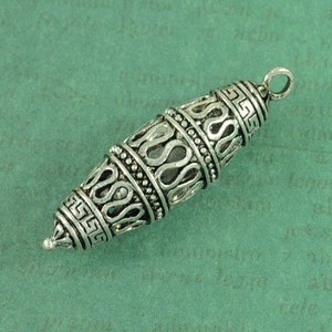 Long Bali Style Pendant Charm Bead for Jewelry - Measures 1 3/4&quot;