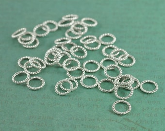 8mm Antique Silver Twisted Split Jump Rings - Package of 50 pieces