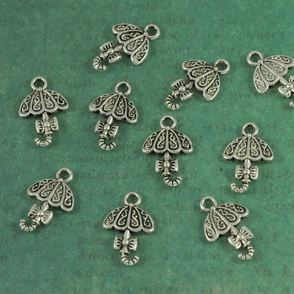 Silver Umbrella Charm - Package of 10