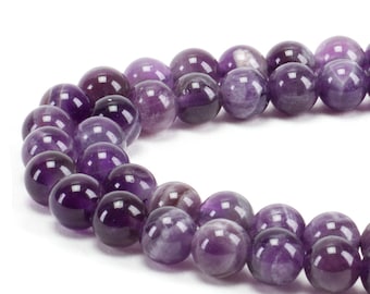 6mm Dogtooth Amethyst Gemstone Round Beads for Jewelry Making | 1 Strand - 60 PC