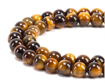 6mm Tiger's Eye Gemstone Round Beads for Jewelry Making | 1 Strand - 60 PCS