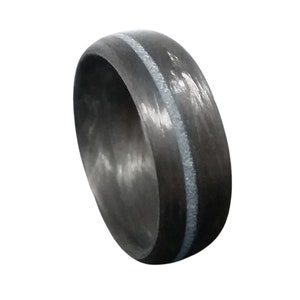 Carbon Fiber Ring with Grey/aqua glow inlay- Handcrafted -Lightweight - Black Band - Custom Band widths