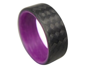 Carbon Fiber Twill Purple Glow Ring