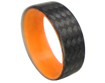 Carbon Fiber Twill Orange Glow Ring