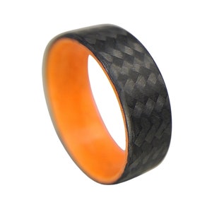 Carbon Fiber Twill Orange Glow Ring
