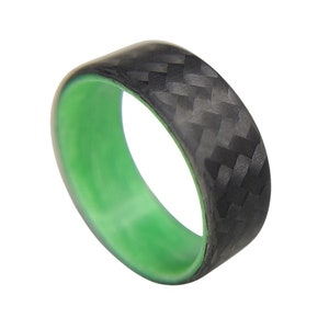 Carbon Fiber Twill Green Glow Ring