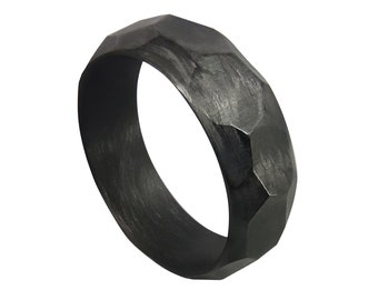 Carbon Fiber Faceted/Hammered Ring