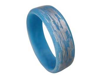 Men's or Women's Texalium Blue Glow Ring - Handcrafted - Glowing Interior and Exterior - Custom Band widths