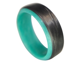 Carbon Fiber Glow Ring-Teal