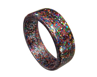 Handgefertigter Metallic Flake Ring - mehrfarbiges, leichtes Band