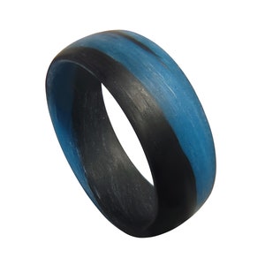 Carbon Fiber Blue and Black Marbled Glow Ring