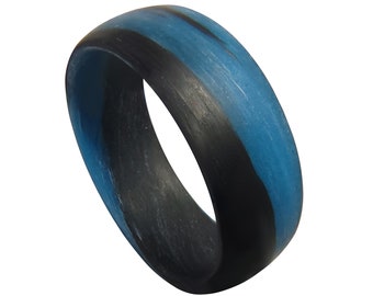 Carbon Fiber Blue and Black Marbled Glow Ring