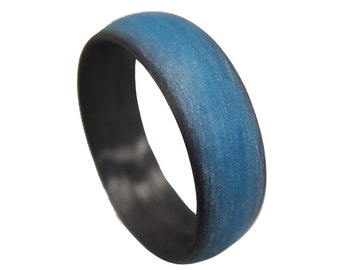 Blue Glow in the Dark ring with Carbon Fiber Interior