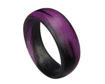 Carbon Fiber Purple and Black Marbled Glow Ring