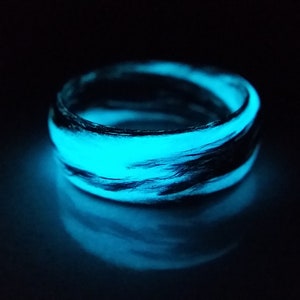 Carbon Fiber Blue and Black Marbled Glow Ring - Etsy