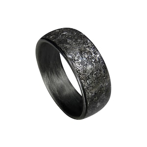 Carbon Fiber Ring with Gibeon Meteorite inlay Mens Wedding Engagement Custom Band Widths Handcrafted Made to Order