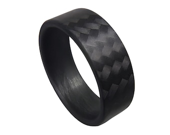 Carbon Fiber Twill Black Wedding Band Matte Finish Handcrafted Multiple Band Widths Sizes 4-16