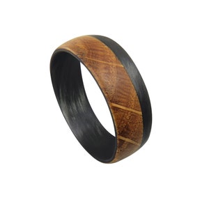 Whiskey Barrel Wood and Carbon Fiber Ring