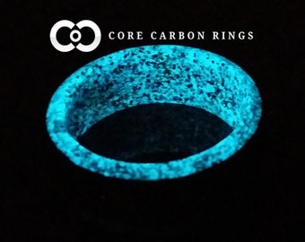 Carbon Fiber Aqua Glow Ring with multi sparkle inlay