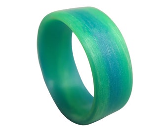 Men's or Women's Green and Blue Swirl Glow Ring - Handcrafted - Glowing Interior/Exterior - Custom Band widths