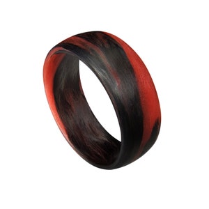 Carbon Fiber Red and Black Marbled Glow Ring