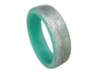 Men's or Women's Texalium Teal Glow Ring - Handcrafted - Glowing Interior and Exterior - Custom Band widths