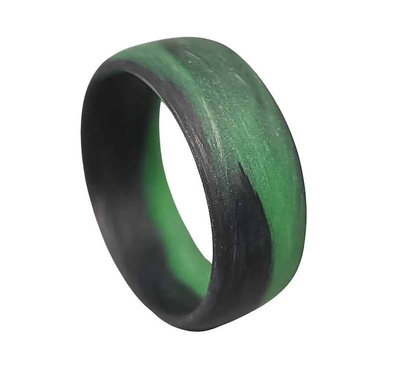 Carbon Fiber Green and Black Marbled Glow Ring Carbon Fiber Green and Black Marbled Glow Ring