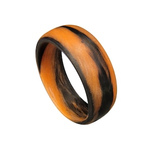 Carbon Fiber Orange and Black Marbled Glow Ring