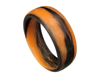 Carbon Fiber Orange and Black Marbled Glow Ring