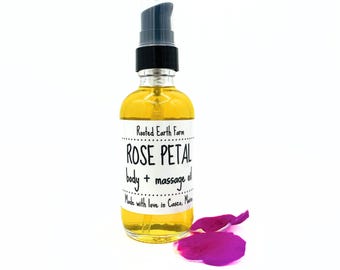 Rose Petal Body and Massage Oil, Rose Infused Oil, Natural Moisturizing Skin Care