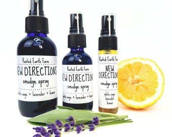 Crystal Infused Sage Smudge, New Directions Smudge Spray, Lavender Spray, Lemon Lavender, Sage Spray, Liquid Smudge, Aromatherapy Spray