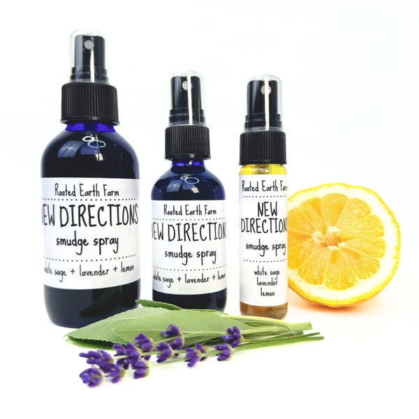 Crystal Infused Sage Smudge, New Directions Smudge Spray, Lavender Spray, Lemon Lavender, Sage Spray, Liquid Smudge, Aromatherapy Spray