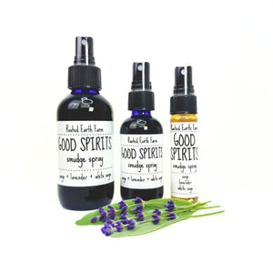 Sage Spray, Good Spirits Spray, Sage Smudge Spray, Crystal Infused Smudge, Smokeless Smudge, White Sage Smudge, White Sage Spray, Room Spray image 1