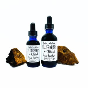 Elderberry and Chaga Tincture, Chaga Extract, Elderberry Extract, Maine Chaga, Organic Elderberry, Elderberry Tincture, Chaga Tincture