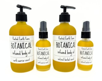 Botanical Infused Body Oil, Herbal Body Oil, Plant Based Body Oil, Bath and Body Oil, Massage Oil, Gift for Her, Skin Care Gift, Scented