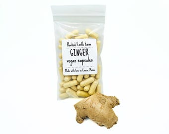 Cápsulas veganas de jengibre orgánico, pastillas de jengibre, suplemento de jengibre