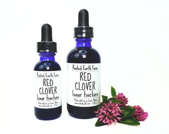 Farm Grown Red Clover Tincture, Gluten Free, Cobalt Blue Glass Dropper, 1oz or 2oz