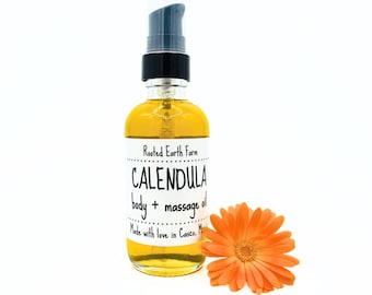 Calendula Body And Massage Oil, Herbal Infused Oil, Natural Moisturizing Skin Care