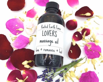 Sensual Massage Oil, Lovers Oil, Valentine's Day Gift, Gifts for Her, Organic Massage Oil, Rose Massage Oil, Herbal Massage Oil, Rose Oil