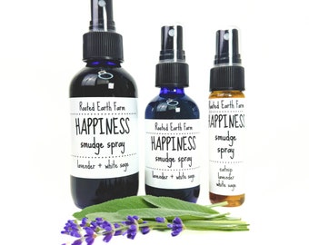 Crystal Infused Smudge Spray, Happiness Spray, Lavender Spray, Sage Spray, Liquid Smudge, Meditation Spray, Smudging Spray