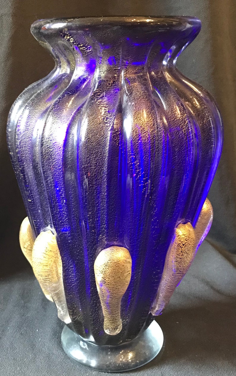Vintage Beautiful Cobalt Murano Vase Loaded With 24k Gold Dust Etsy