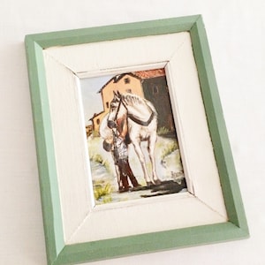 Original Oil on Board Boy with Horse Rural Horse Oil Painting